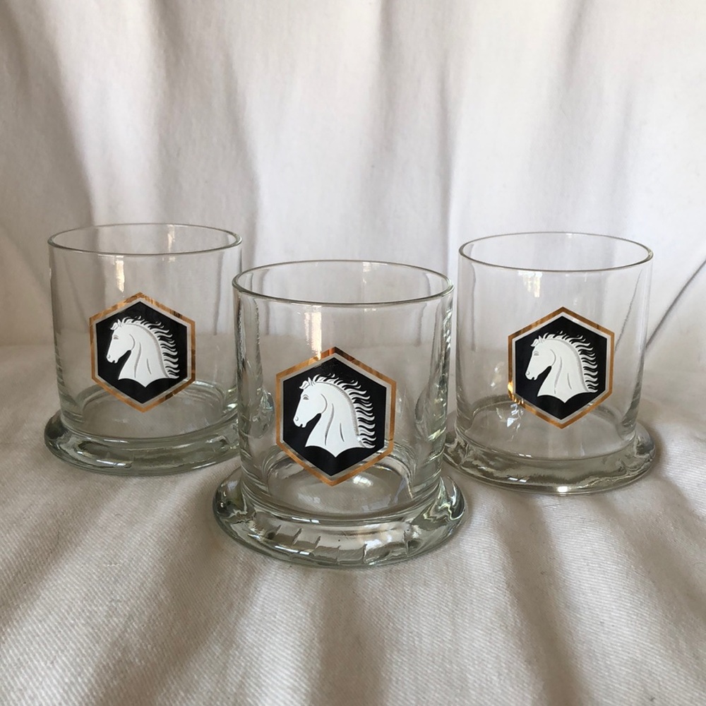 MCM Horsehead Glasses Beer Bar Goblets Vintage Whiskey Rocks Horse